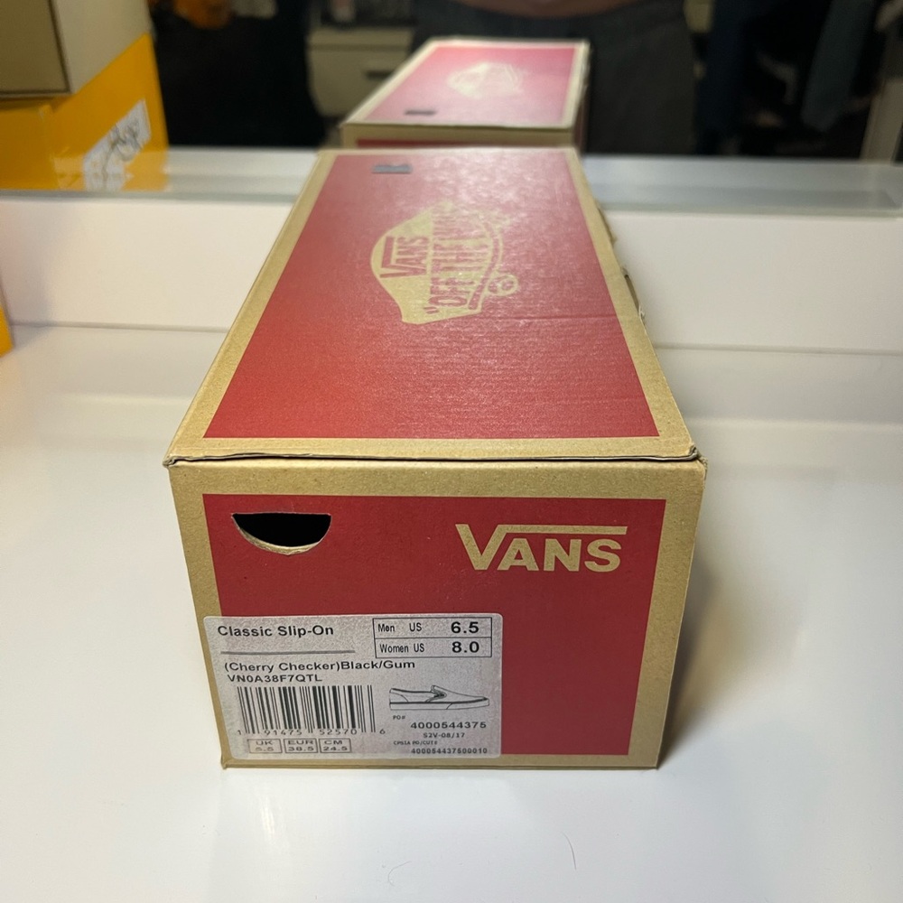 Vans Black and White Cherry Slip-On Sneakers - Picture 3 of 8